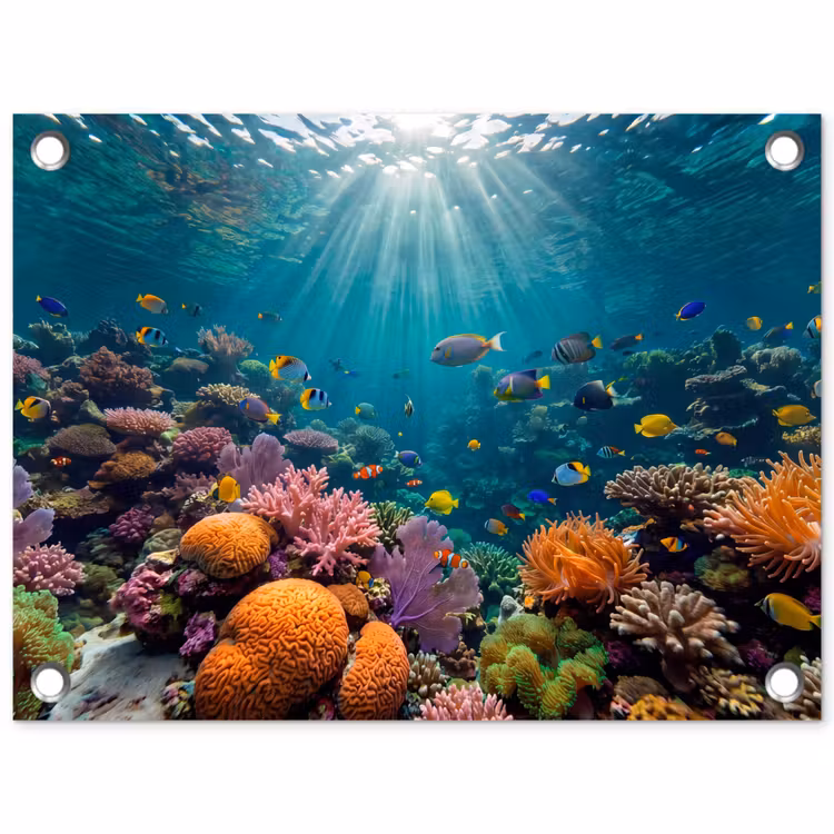 Vis - Koraal - Oceaan - Natuur - Kleurrijk tuinposter los doek klein -3d