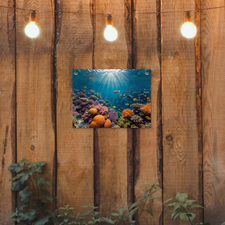 Vis - Koraal - Oceaan - Natuur - Kleurrijk tuinposter los doek klein -sfeer1