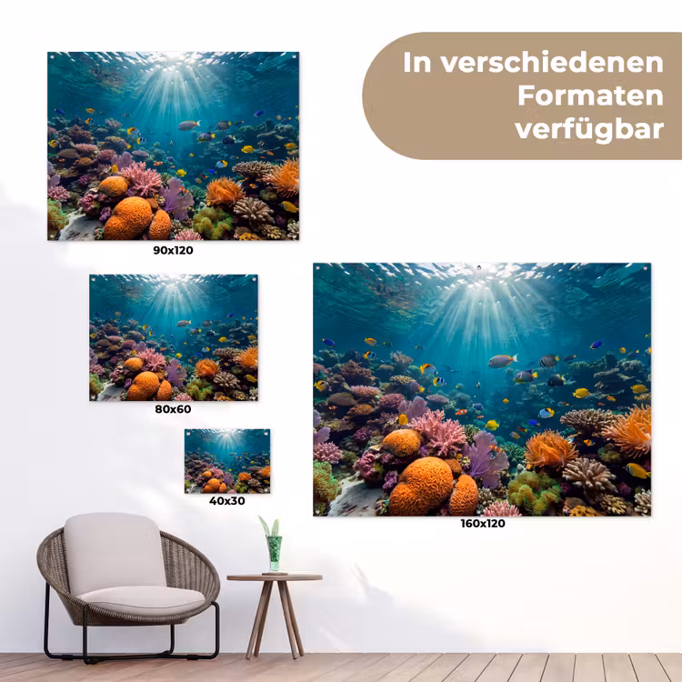 Vis - Koraal - Oceaan - Natuur - Kleurrijk tuinposter los doek klein -Xsfeer9_DE
