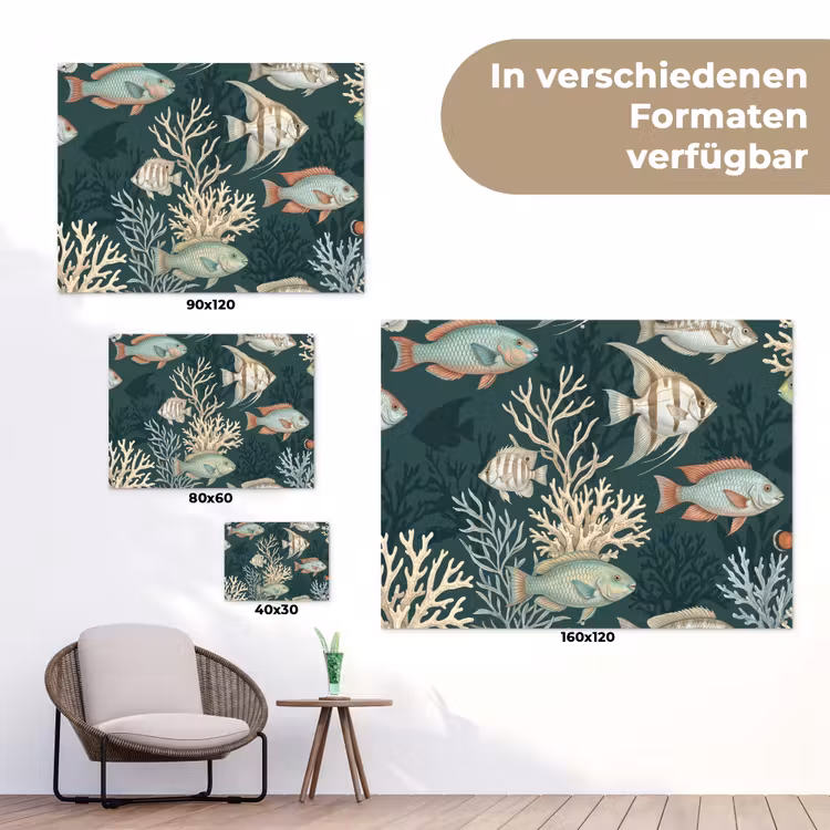 Vis - Koraal - Onderwater - Illustratie tuinposter los doek klein -Xsfeer9_DE