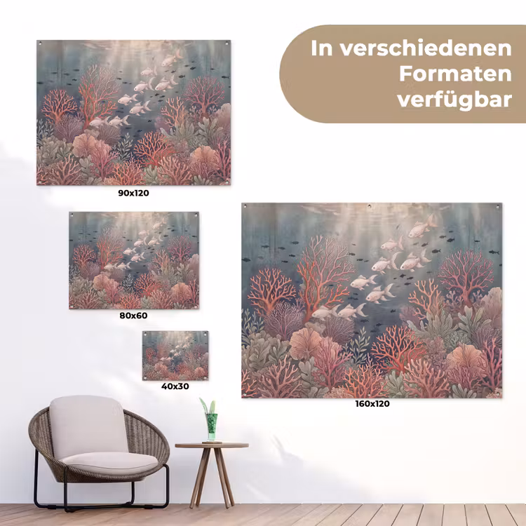 Vis - Koraal - Onderwater - Illustratie - Vintage tuinposter los doek klein -Xsfeer9_DE