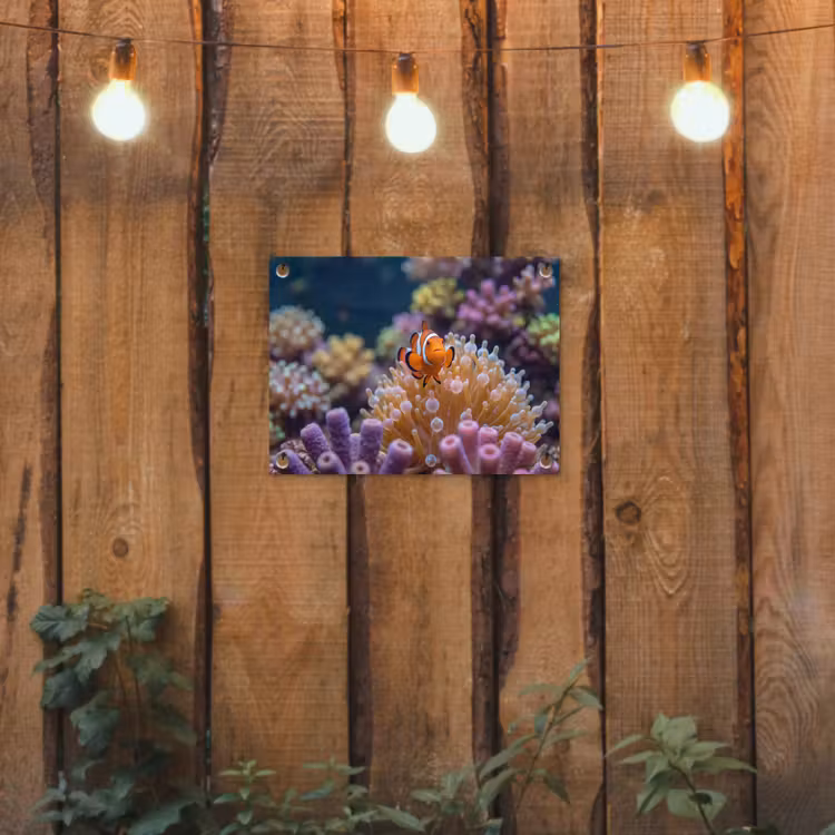Vis - Koraal - Onderwater - Oranje - Dieren tuinposter los doek klein -sfeer1