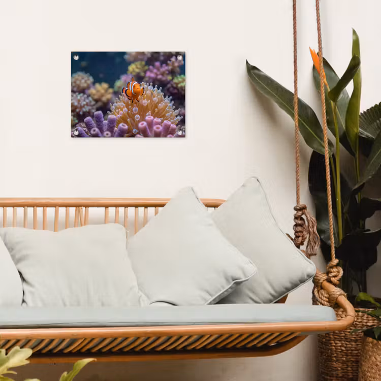 Vis - Koraal - Onderwater - Oranje - Dieren tuinposter los doek klein -sfeer7