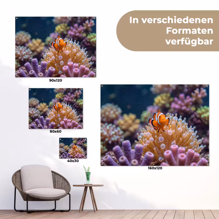 Vis - Koraal - Onderwater - Oranje - Dieren tuinposter los doek klein -Xsfeer9_DE