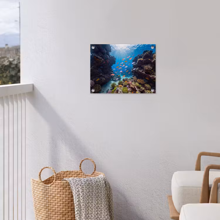 Vis - Koraalrif - Onderwater - Levendig - Blauw tuinposter los doek klein -sfeer8