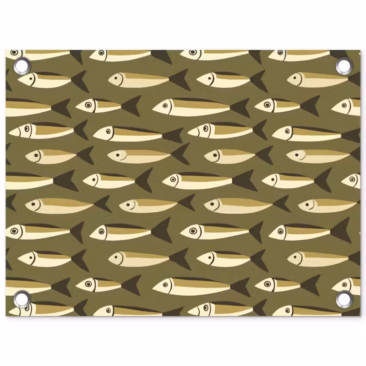 Vis - Patroon - Groen tuinposter los doek klein 239 -3d