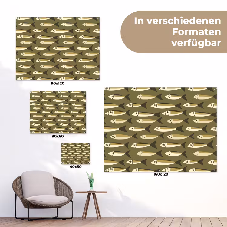 Vis - Patroon - Groen tuinposter los doek klein 239 -Xsfeer9_DE