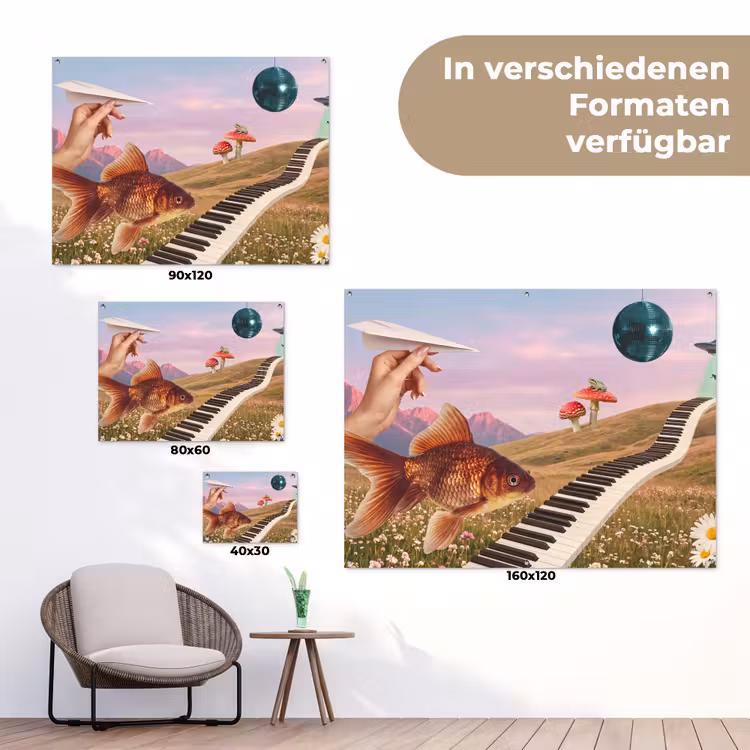 Gartenposter - Fisch – Natur – Abstrakt - Vis - Natuur - Abstract tuinposter los doek klein