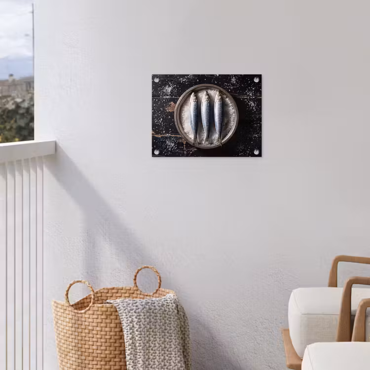 Gartenposter - Fisch – Salz – Essen - Vis - Zout - Eten tuinposter los doek klein