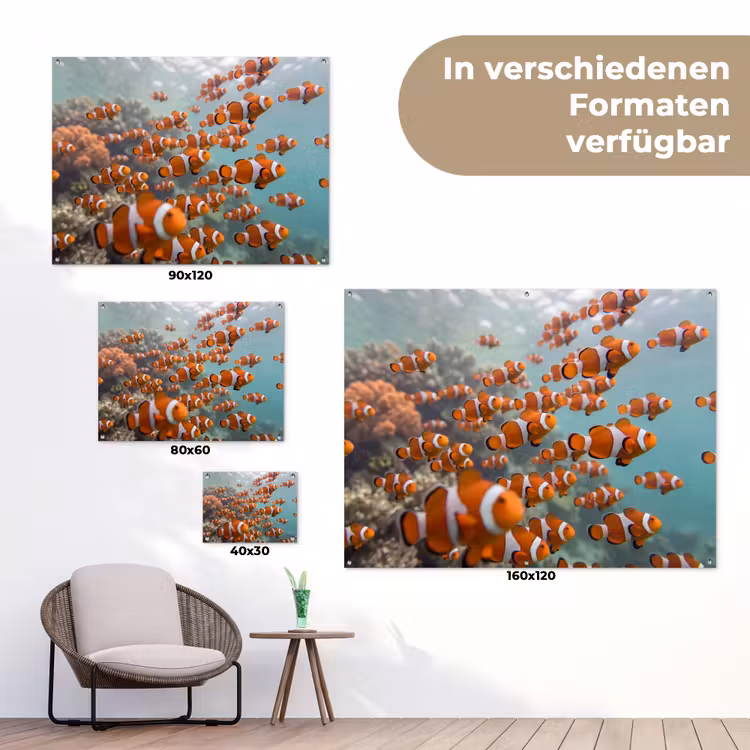 Vis - School - Onderwater - Dieren - Oranje tuinposter los doek klein -Xsfeer9_DE