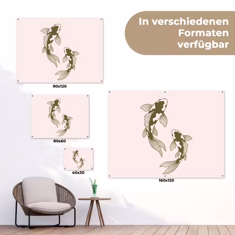 Vis - Zwemmend - Groen - Abstract - Dieren tuinposter los doek klein -Xsfeer9_DE
