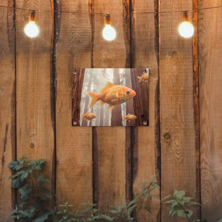 Gartenposter - Fisch – Wald – Fantasie - Vis - Bos - Fantasie tuinposter los doek klein