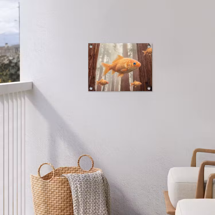 Gartenposter - Fisch – Wald – Fantasie - Vis - Bos - Fantasie tuinposter los doek klein