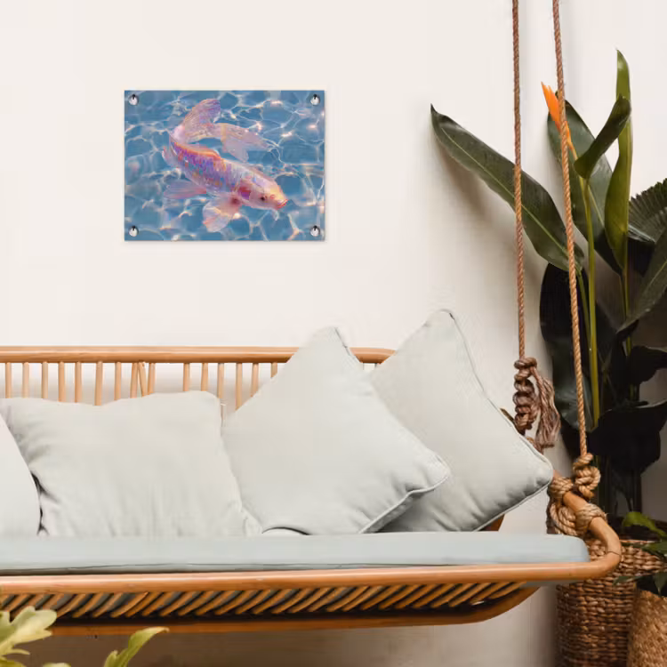 Vis - Water - Blauw - Licht tuinposter los doek klein -sfeer7