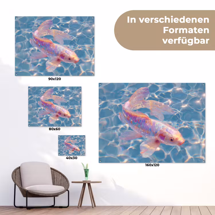 Vis - Water - Blauw - Licht tuinposter los doek klein -Xsfeer9_DE