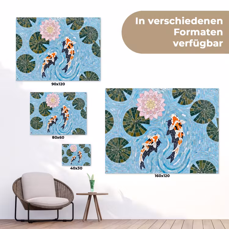 Vis - Water - Natuur - Mozaïek - Blauw tuinposter los doek klein -Xsfeer9_DE