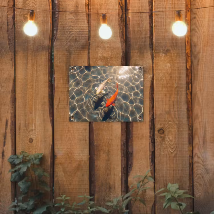 Vis - Water - Dieren - Oranje - Goud tuinposter los doek klein -sfeer1