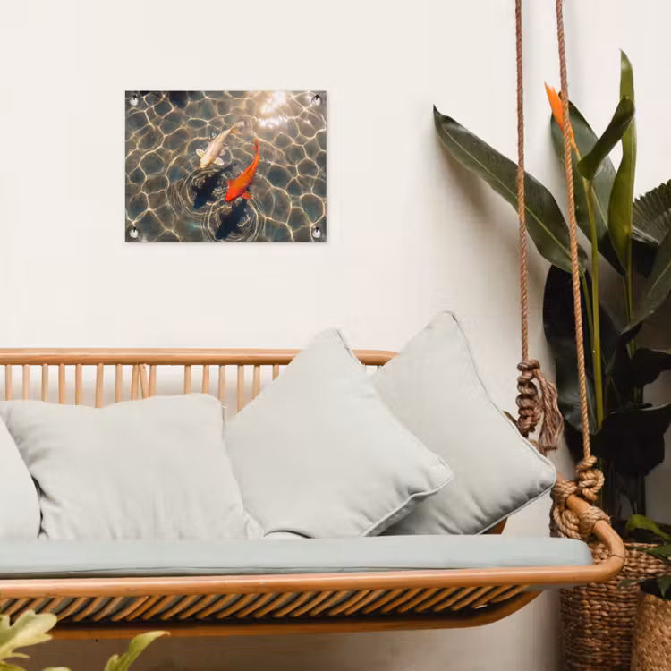 Vis - Water - Dieren - Oranje - Goud tuinposter los doek klein -sfeer7