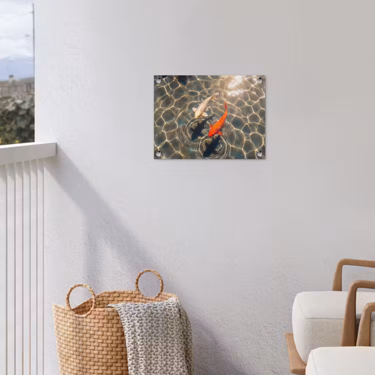 Vis - Water - Dieren - Oranje - Goud tuinposter los doek klein -sfeer8