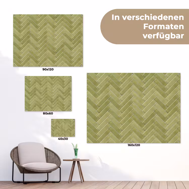 Visgraat - Wandtegel - Olijfgroen tuinposter los doek klein 239 -Xsfeer9_DE