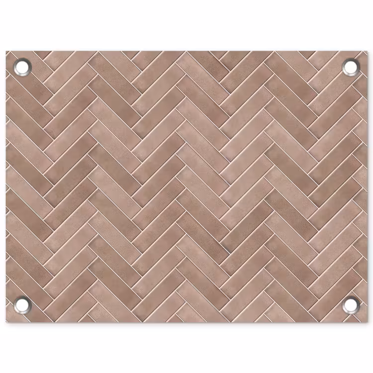 Visgraat - Wandtegel - Oudroze - Terracotta tuinposter los doek klein 239 -3d