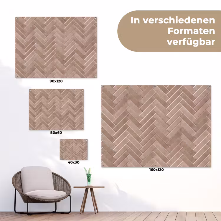 Visgraat - Wandtegel - Oudroze - Terracotta tuinposter los doek klein 239 -Xsfeer9_DE