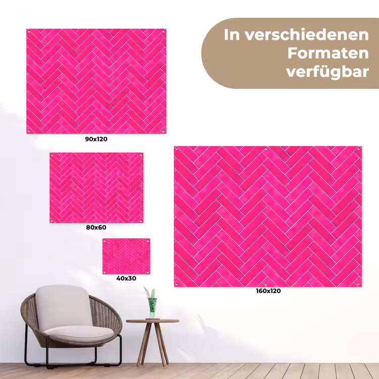 Visgraat - Wandtegel - Fuchsia - Roze tuinposter los doek klein 239 -Xsfeer9_DE