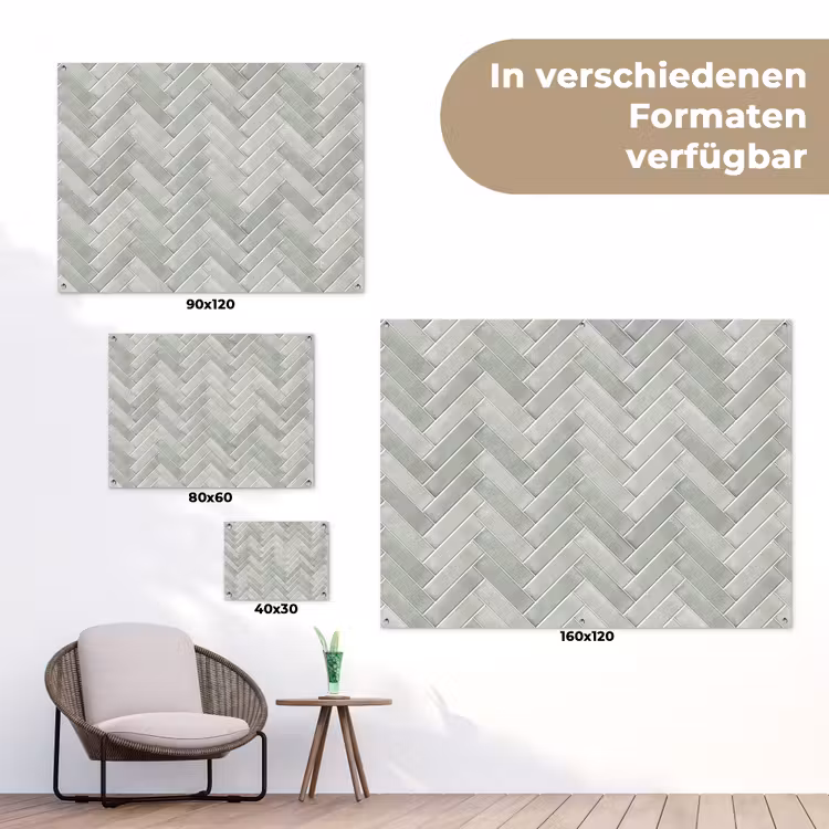 Visgraat - Wandtegel - Grijs tuinposter los doek klein 239 -Xsfeer9_DE