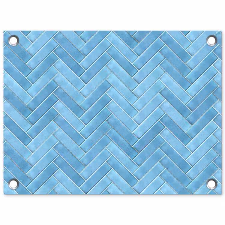 Visgraat - Wandtegel - Lichtblauw tuinposter los doek klein 239 -3d