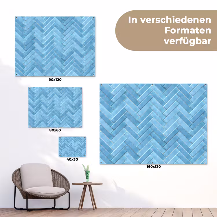 Visgraat - Wandtegel - Lichtblauw tuinposter los doek klein 239 -Xsfeer9_DE