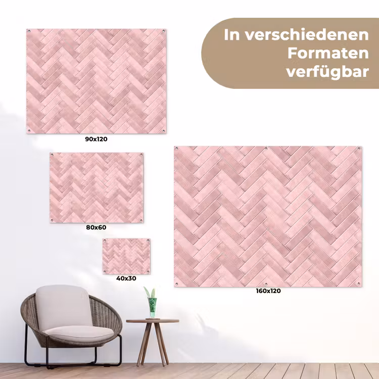 Visgraat - Wandtegel - Lichtroze tuinposter los doek klein 239 -Xsfeer9_DE