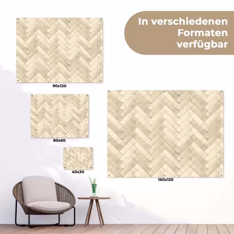 Visgraat - Wandtegel - Licht Beige tuinposter los doek klein 239 -Xsfeer9_DE