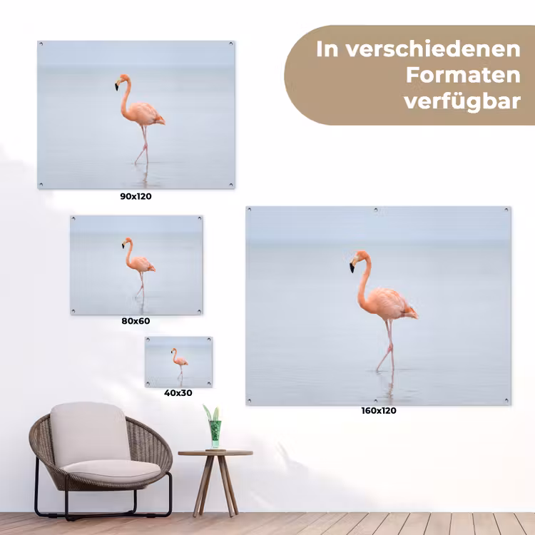 Flamingo - Zee - Roze tuinposter los doek klein -Xsfeer9_DE