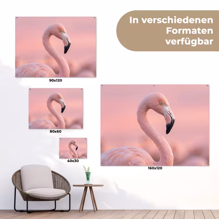 Flamingo - Portret - Roze tuinposter los doek klein -Xsfeer9_DE
