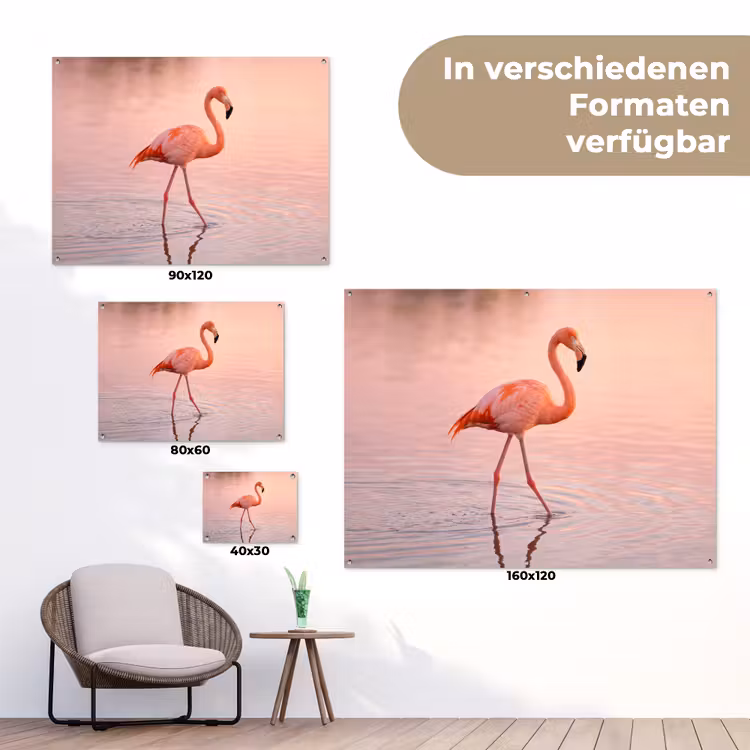 Flamingo - Water - Roze tuinposter los doek klein -Xsfeer9_DE