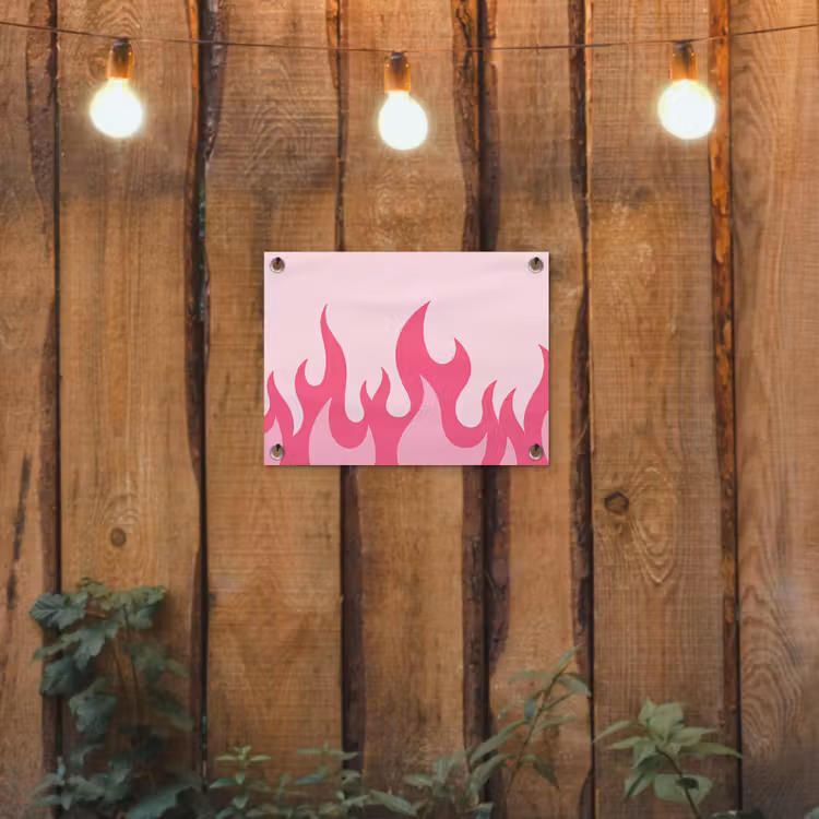 Vlammen - Patroon - Abstract - Modern - Roze tuinposter los doek klein -sfeer1