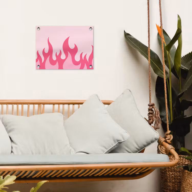 Vlammen - Patroon - Abstract - Modern - Roze tuinposter los doek klein -sfeer7