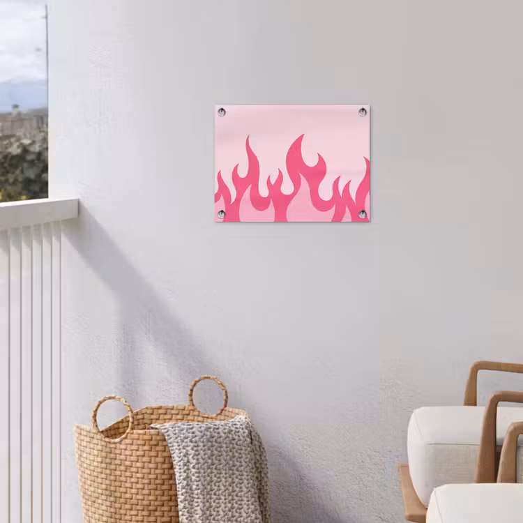Vlammen - Patroon - Abstract - Modern - Roze tuinposter los doek klein -sfeer8