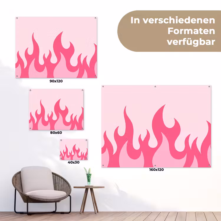 Vlammen - Patroon - Abstract - Modern - Roze tuinposter los doek klein -Xsfeer9_DE