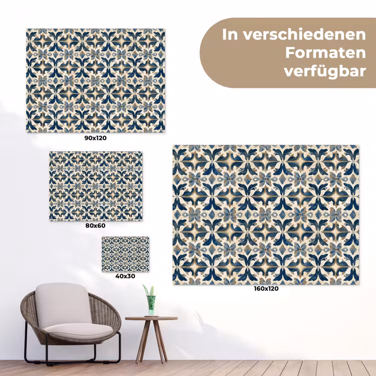 Tegel - Patroon - Blauw - Beige tuinposter los doek klein 239 -Xsfeer9_DE