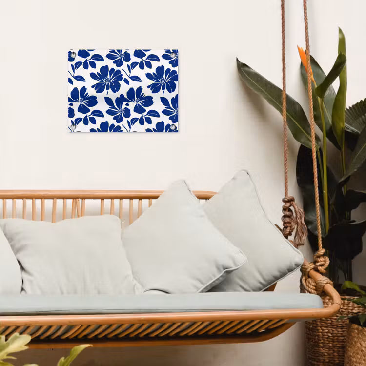 Floraal - Modern - Blauw tuinposter los doek klein 239 -sfeer7