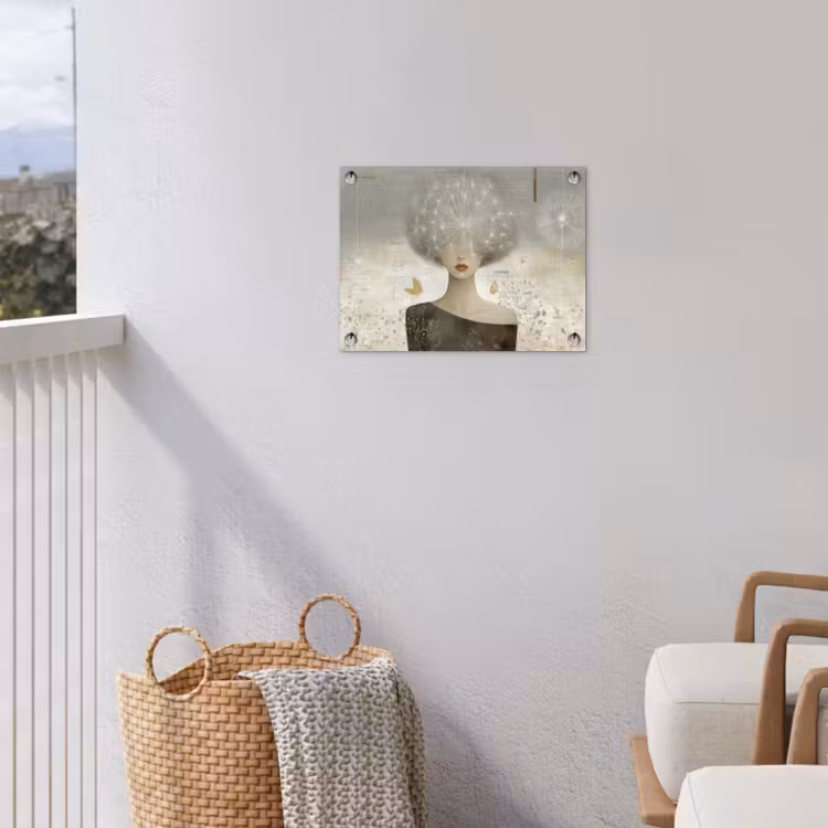 Pluis - Vrouw - Beige tuinposter los doek klein -sfeer8