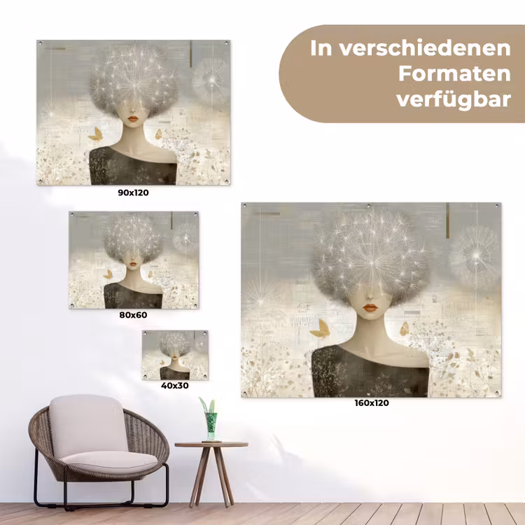 Pluis - Vrouw - Beige tuinposter los doek klein -Xsfeer9_DE