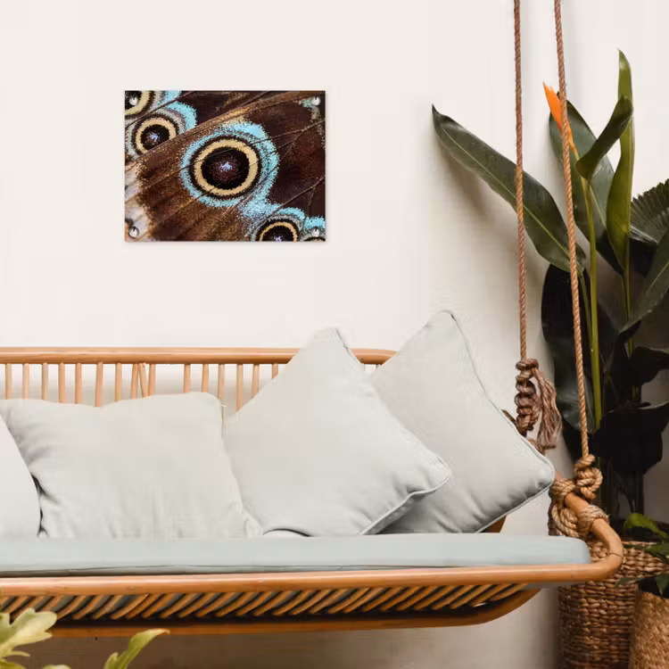 Vleugels - Vlinder - Blauw tuinposter los doek klein -sfeer7