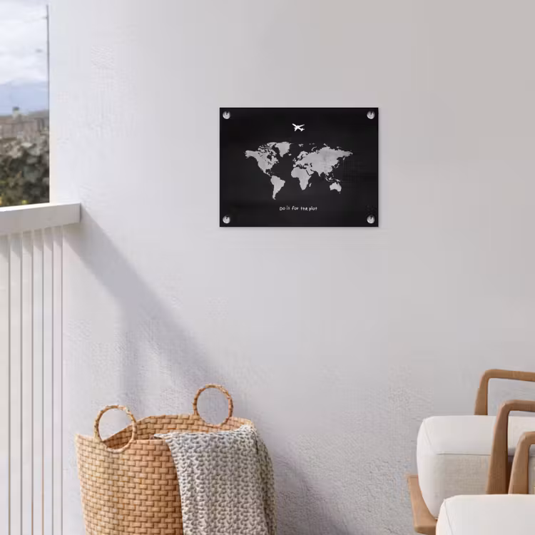 Vliegtuig - Quote - Wereldkaart tuinposter los doek klein -sfeer8
