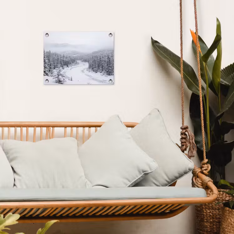 Rivier - Bevroren - Landschap - Winter tuinposter los doek klein -sfeer7