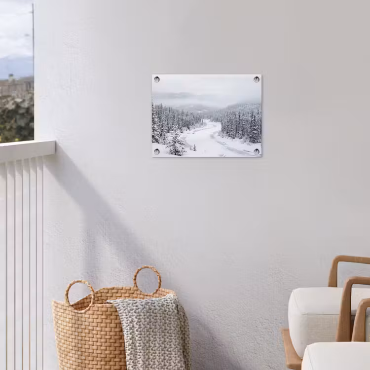 Rivier - Bevroren - Landschap - Winter tuinposter los doek klein -sfeer8