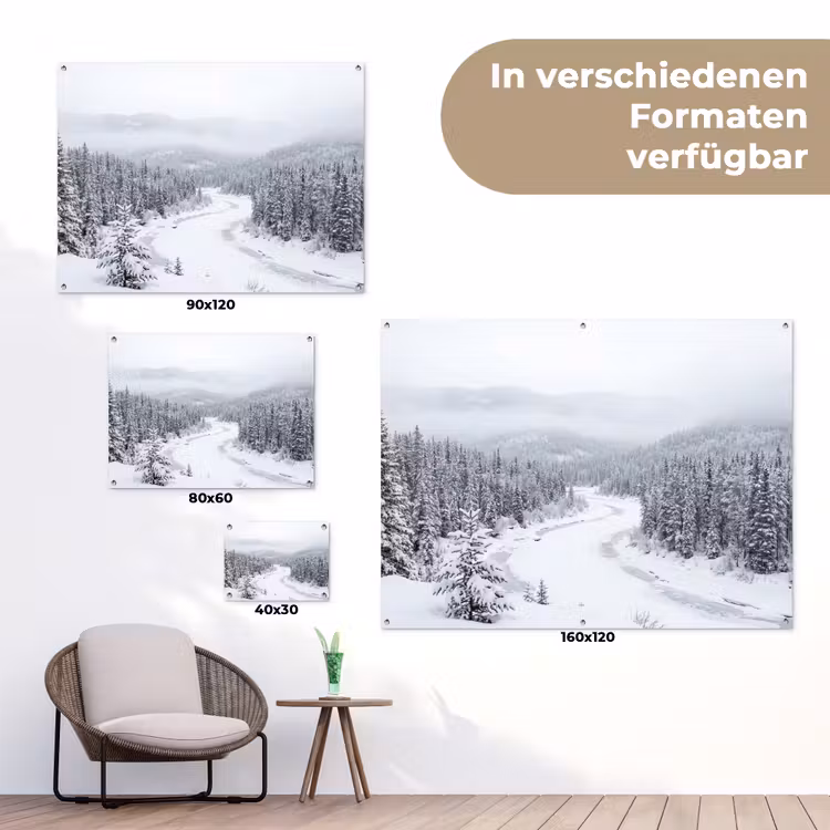 Rivier - Bevroren - Landschap - Winter tuinposter los doek klein -Xsfeer9_DE