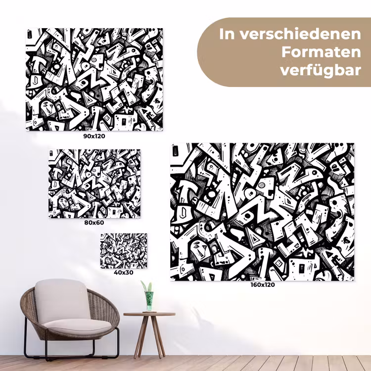 Vormen - Letters - Graffiti - Zwart tuinposter los doek klein -Xsfeer9_DE
