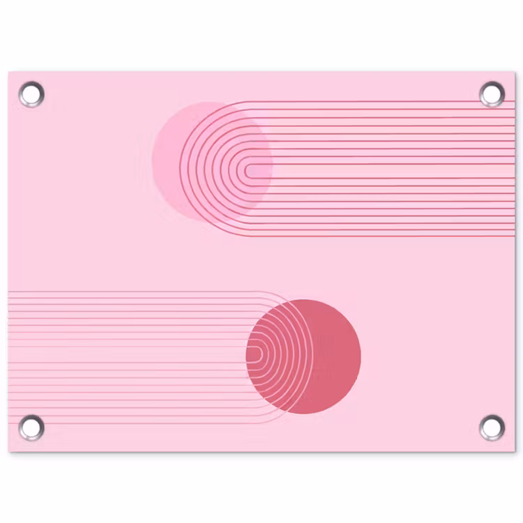 Vormen - Lijnen - Minimalistisch - Roze tuinposter los doek klein -3d